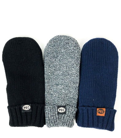 PEC Oval  Fleece Lined  MITTENS Navy Blue, Black, Marled Black & White