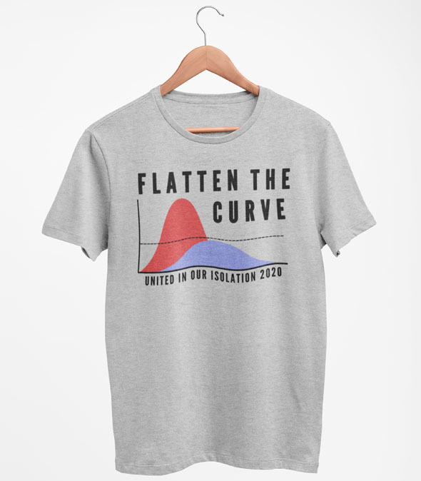 FLATTEN THE CURVE! COVID-19 T-shirt Fundraiser Isolation Quarantine Mask Clothing PEC