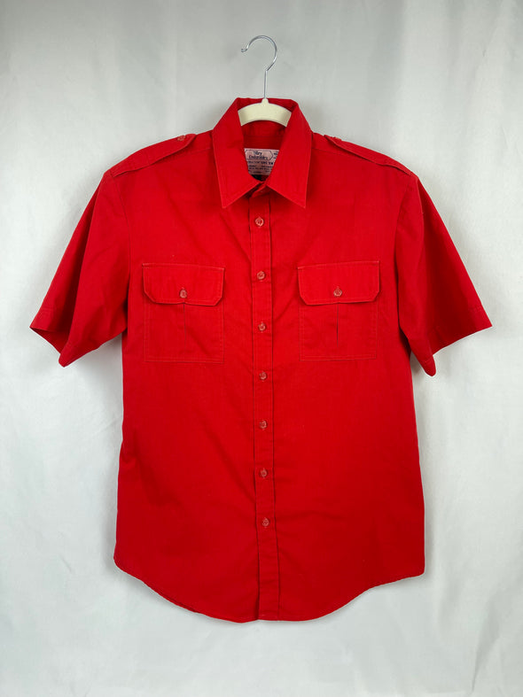 Tilley Enderables red button up shirt SIze Small 65% polyester 35% cotton