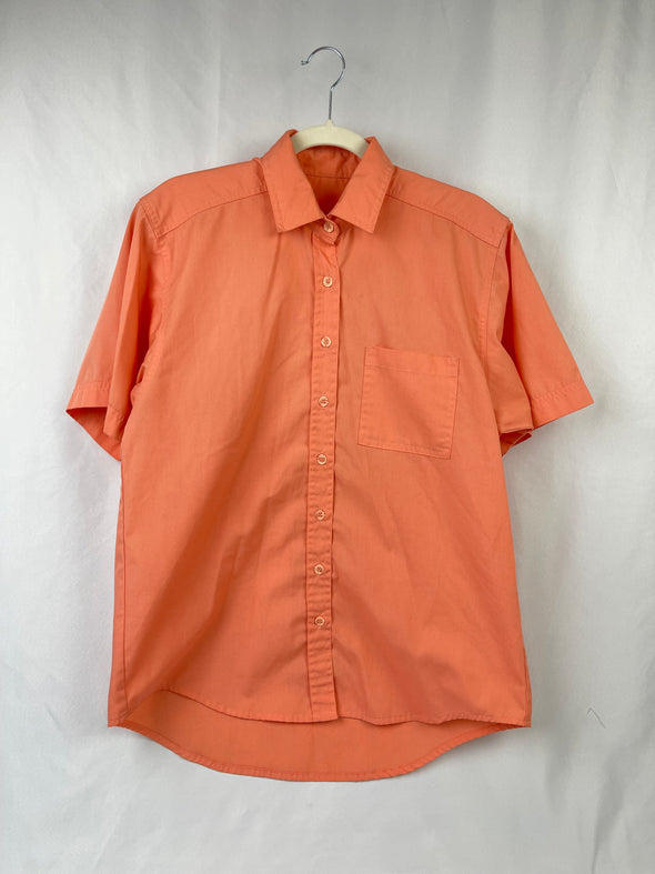 Coral/Orange Tilley Endurables Short Sleeve Button Up Shirt Size Small. 65% Polyester 35% Cotton