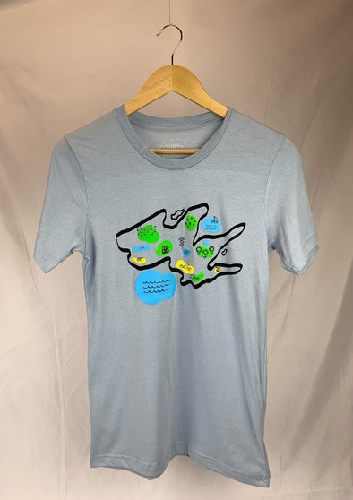 PEC MAP Men's Unisex LIGHT BLUE Modern Crew T-Shirt