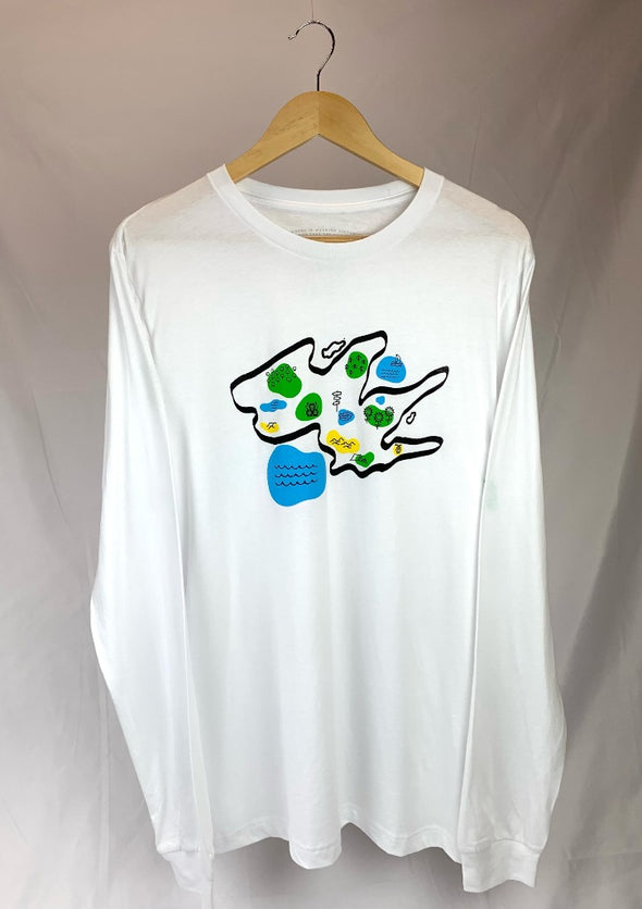 PEC MAP Men's Unisex WHITE Modern Cotton LONG SLEEVE T-Shirt