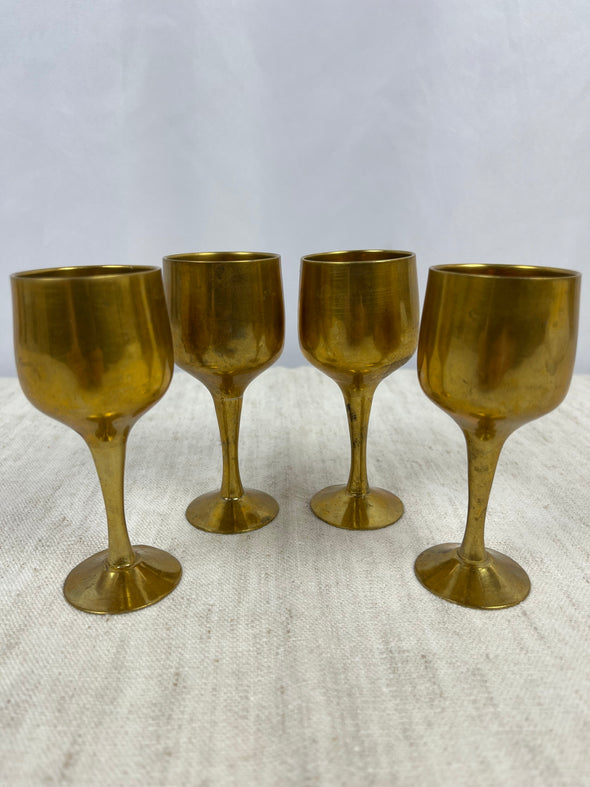 Vintage Set of 4 small Brass Goblets