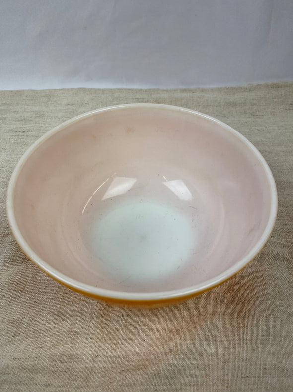  Vintage Light Orange PYREX 403 14 1950's 2.5qt Bowl 4" x 8.5". Used - marks on interior and exterior of bowl 
