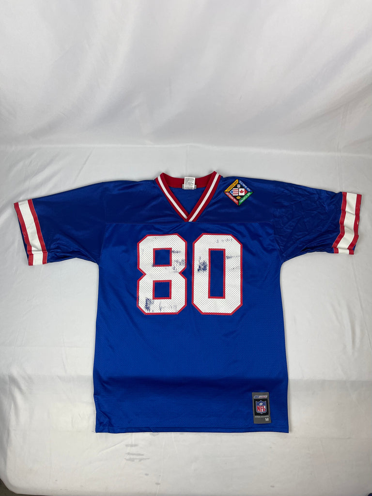 Vintage 90's Buffalo Bills #80 Eric Moulds Classic Red White & Blue Reebok Pro Bowl Football Jersey (Size 60)