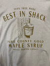 MAPLE Syrup BEST IN SHACK Heather STONE Unisex Men's Modern LONG-SLEEVE Crew T-Shirt