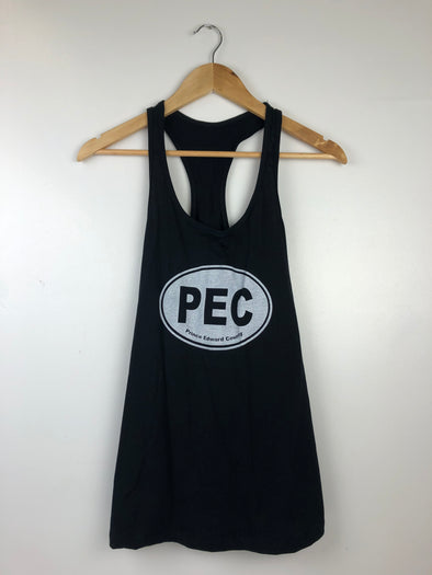 PEC Oval • Black Women's Racerback Tank • Prince Edward County