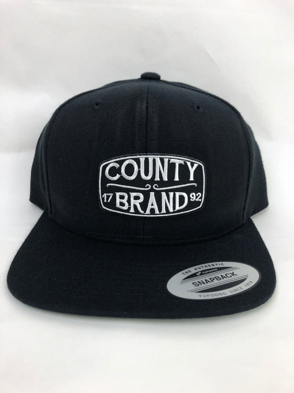 COUNTY BRAND Snapback - Black Cap Hat w/ Green Undervisor
