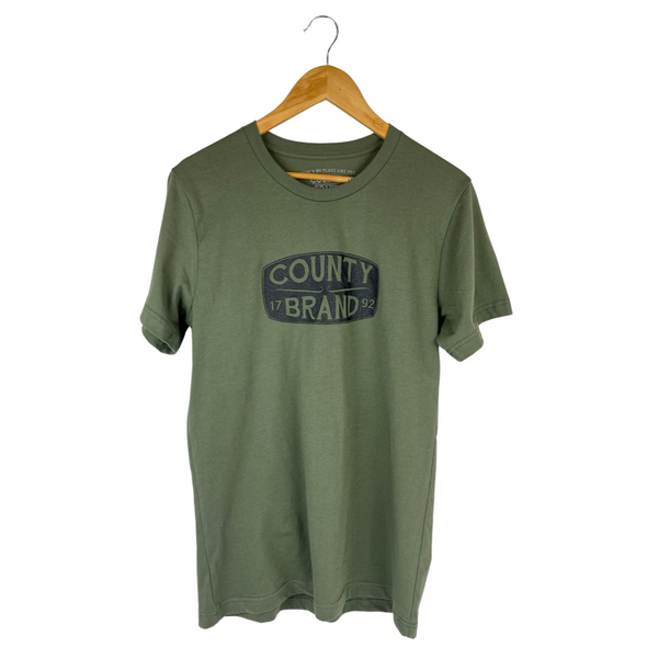 COUNTY BRAND 1792 MILITARY GREEN w/ BLACK Men's Unisex Modern Crew T-Shirt