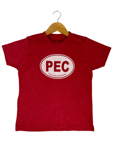 youth red heather pec oval t-shirt