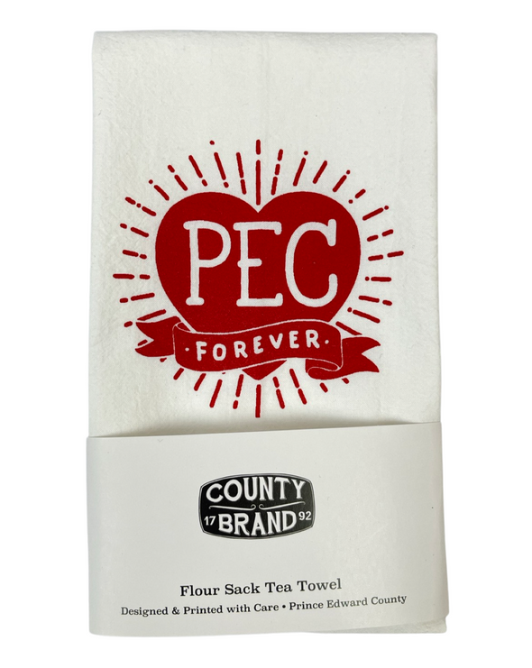 PEC Forever HEART Valentine Design in PINK or RED on Quality Flour Sack Cotton TEA TOWEL