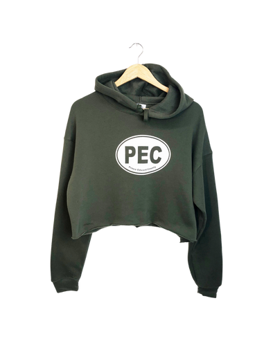 Women's PEC OVAL MILITARY GREEN CROPPED CROP HOODIE