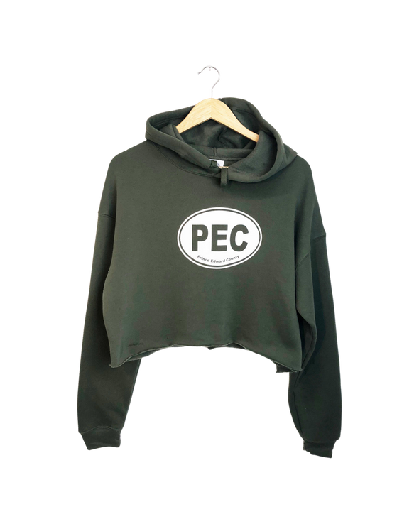 Women's PEC OVAL MILITARY GREEN CROPPED CROP HOODIE