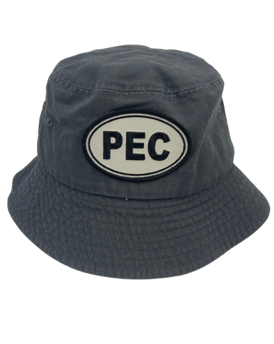 charcoal cotton bucket hat with PEC oval patch