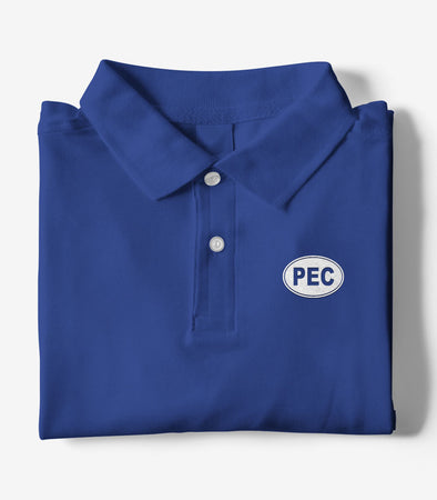 PEC Oval Embroidered ROYAL BLUE Men's Cotton Piqué Polo Short Sleeve Shirt