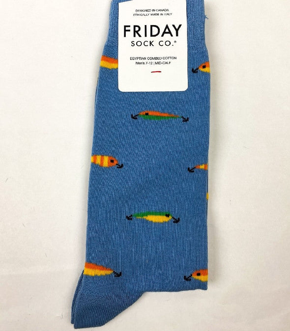 FISH & FISHING LURE Men's Crew Socks by Friday Sock Co