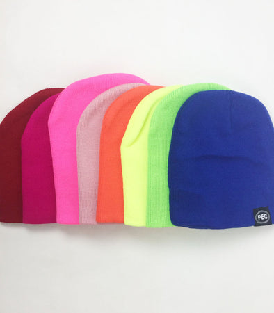 short acrylic beanie toque hat various colours with PEC Oval label prince edward county