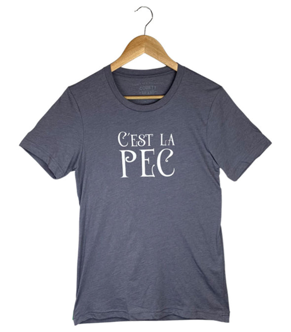 C'EST LA PEC prince edward county t-shirt company design on desert storm grey unisex t-shirt