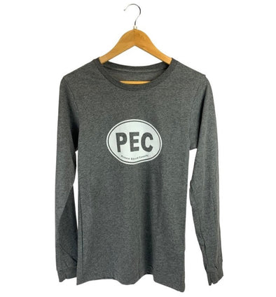 Deep heather grey long sleeve t-shirt prince edward county t-shirt company PEC