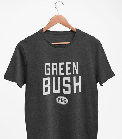 GREEN BUSH PEC Oval Men's Unisex CHARCOAL Heather Modern Crew T-Shirt