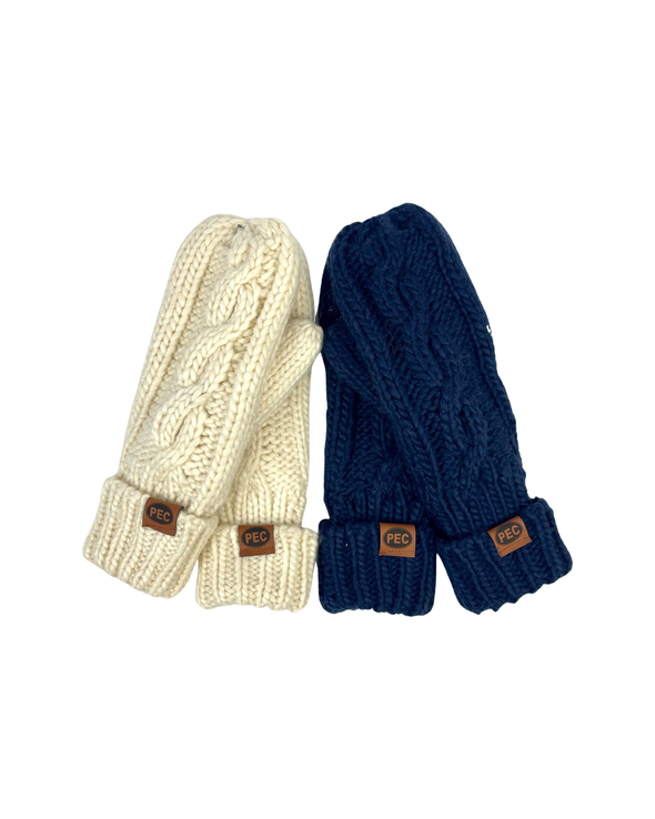 PEC Oval Women's Fleece Lined CABLE Knit Mittens