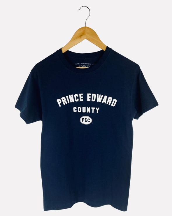 Prince Edward County PEC BASIC Words Deep NAVY BLUE Unisex Men's Basic Line T-Shirt