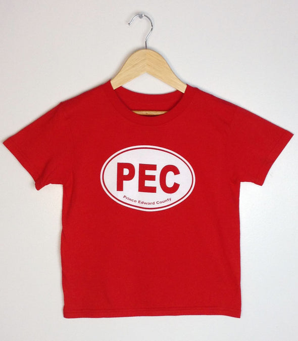 PEC OVAL Kid's and Youth Red Modern Crew T-Shirt
