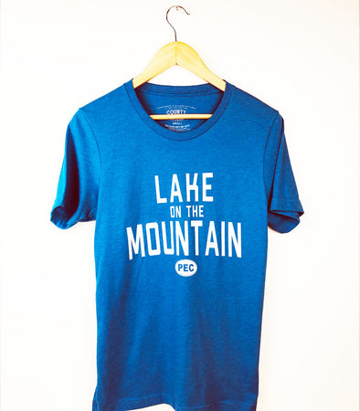 lake on the mountain pec prince edward county men's unisex t-shirt in royal blue heather