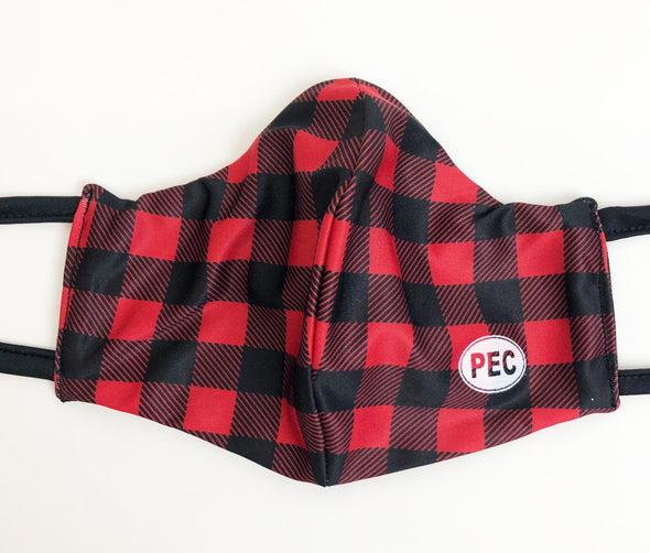 MASKS • RED BUFFALO PLAID LUMBERJACK PEC Oval MADE IN CANADA • PRINCE EDWARD CANADA