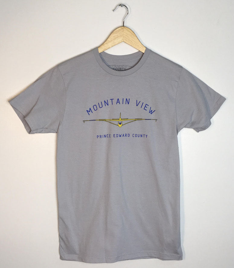 MOUNTAIN VIEW GLIDER PEC Men's Unisex Silver Modern Crew T-shirt mountainview MEDIUM by County T-Shirt Co.