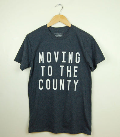 MOVING TO THE COUNTY Men's / Unisex Navy Blue Heather Modern Crew T-shirt