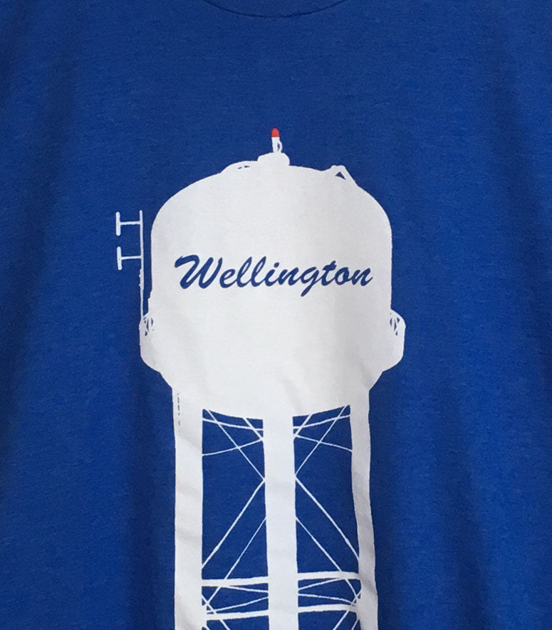 WELLINGTON WATER TOWER Men's Unisex Royal Blue Heather Modern Crew T-shirt