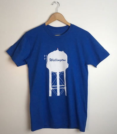 WELLINGTON WATER TOWER Men's / Unisex Royal Blue Heather Modern Crew T-shirt