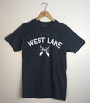 WEST Lake Men's Unisex Navy Blue Heather w/ White Ink Modern Crew T-Shirt