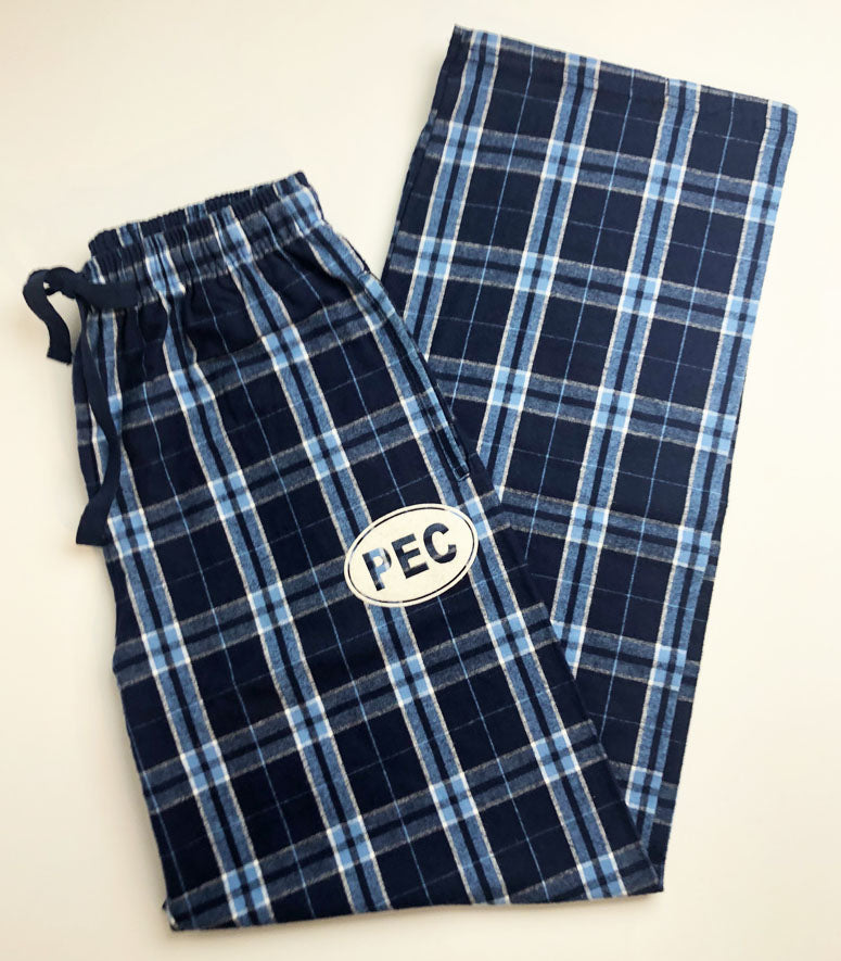 Kids / Youth Flannel Cotton Plaid Pants PEC Euro Oval Navy & Silver Pl –  Prince Edward County T-Shirt Company