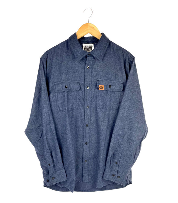 UNISEX MEN'S Flannel Cotton SHIRT PEC Oval Navy Blue