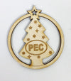 Holiday TREE w/ STAR PEC Wood Christmas Ornament
