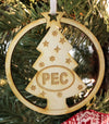 balsa wood christmas tree decoration with tree and PEC Oval 