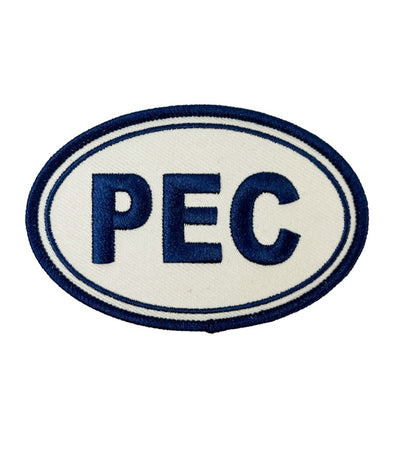 PEC OVAL Iron-on Patch  Black  or Navy Blue  Prince Edward County