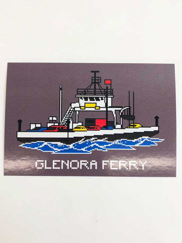 Glenora Ferry POSTCARD Post Card 8 bit design PEC