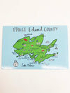 illustration of prince edward county on light blue postcard post card pec