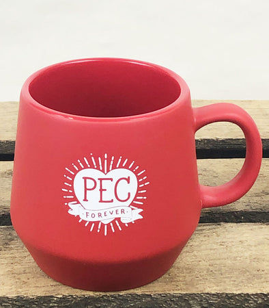 pec forever heart design on red 16 oz mug