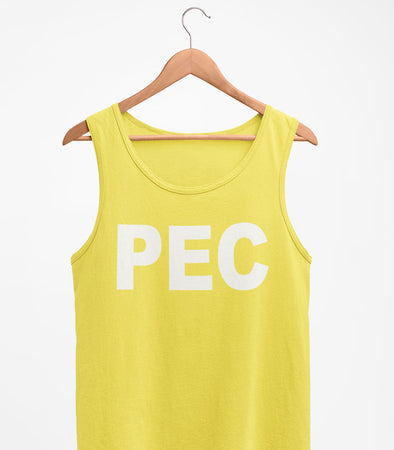 PEC Neon YELLOW Summer Basic UNISEX Men's TANK Top T-Shirt