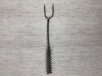 Primitive Twisted Iron Metal Fork with Coiled Handle
