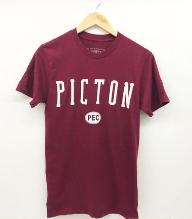 PICTON PEC  Men's / Unisex Burgundy Modern Crew T-Shirt
