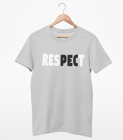 PEC RESPECT Greyscale Men's Unisex Silver Modern Crew T-shirt