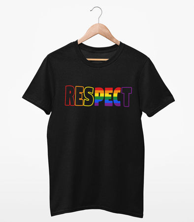 PEC RESPECT Rainbow Men's Unisex Black Modern Crew T-shirt