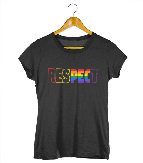 PEC RESPECT Rainbow Women's Black Modern Crew T-shirt