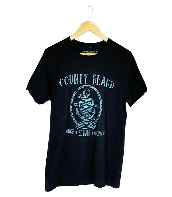 RUM RUNNER County Brand SOUTH BAY to DUCK Island Black Unisex Modern Crew T-Shirt