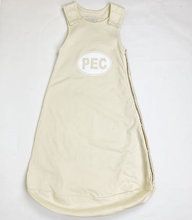 pec oval on natural colour cotton jersey baby sleep sack blanket